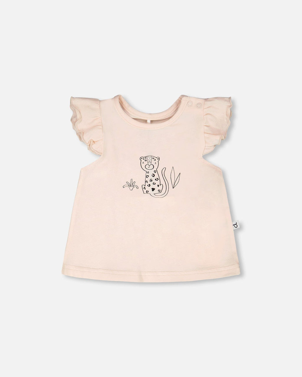 Organic Cotton Jersey Top And Short Set Peach And Peach Animal Print-1