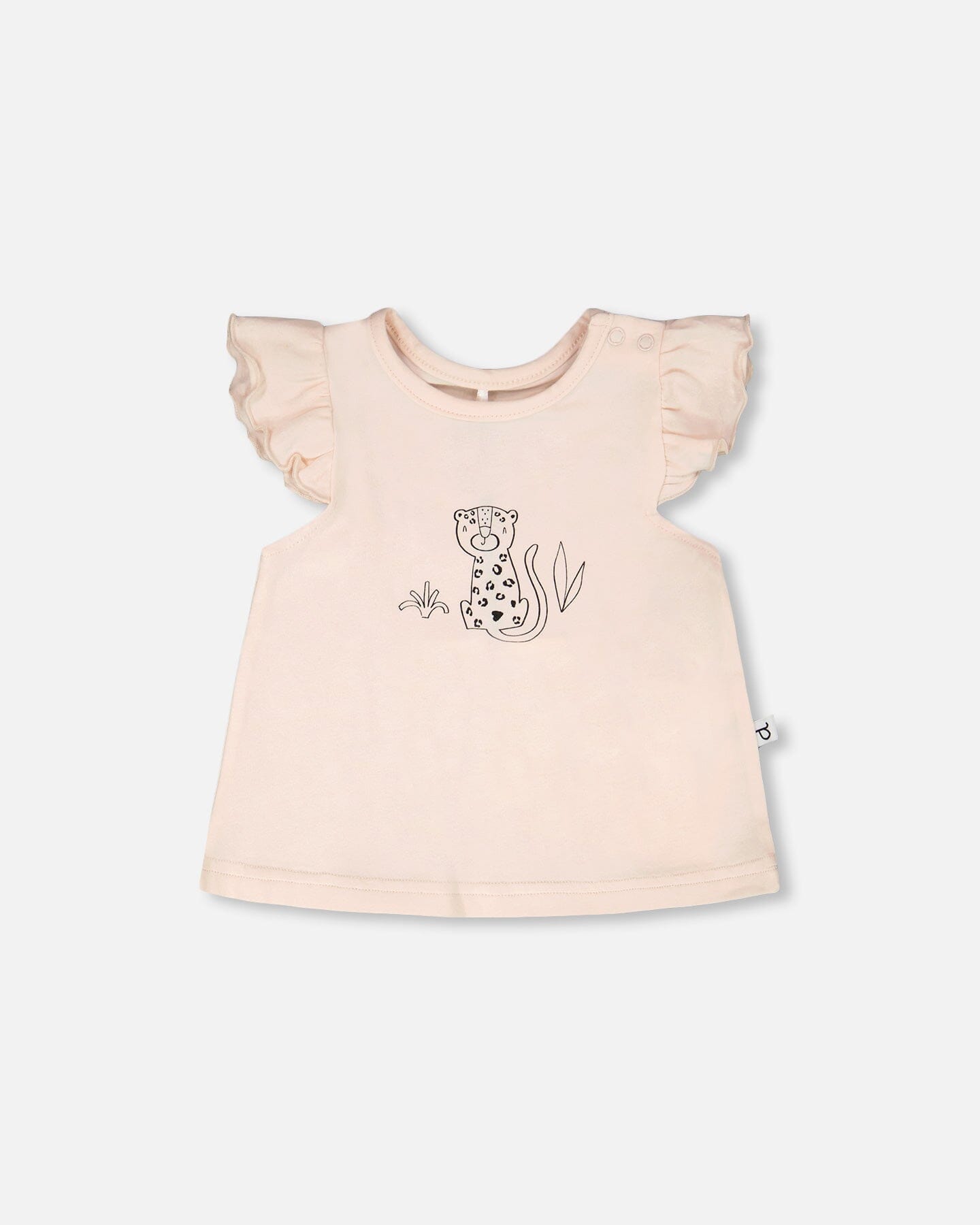 Organic Cotton Jersey Top And Short Set Peach And Peach Animal Print-1