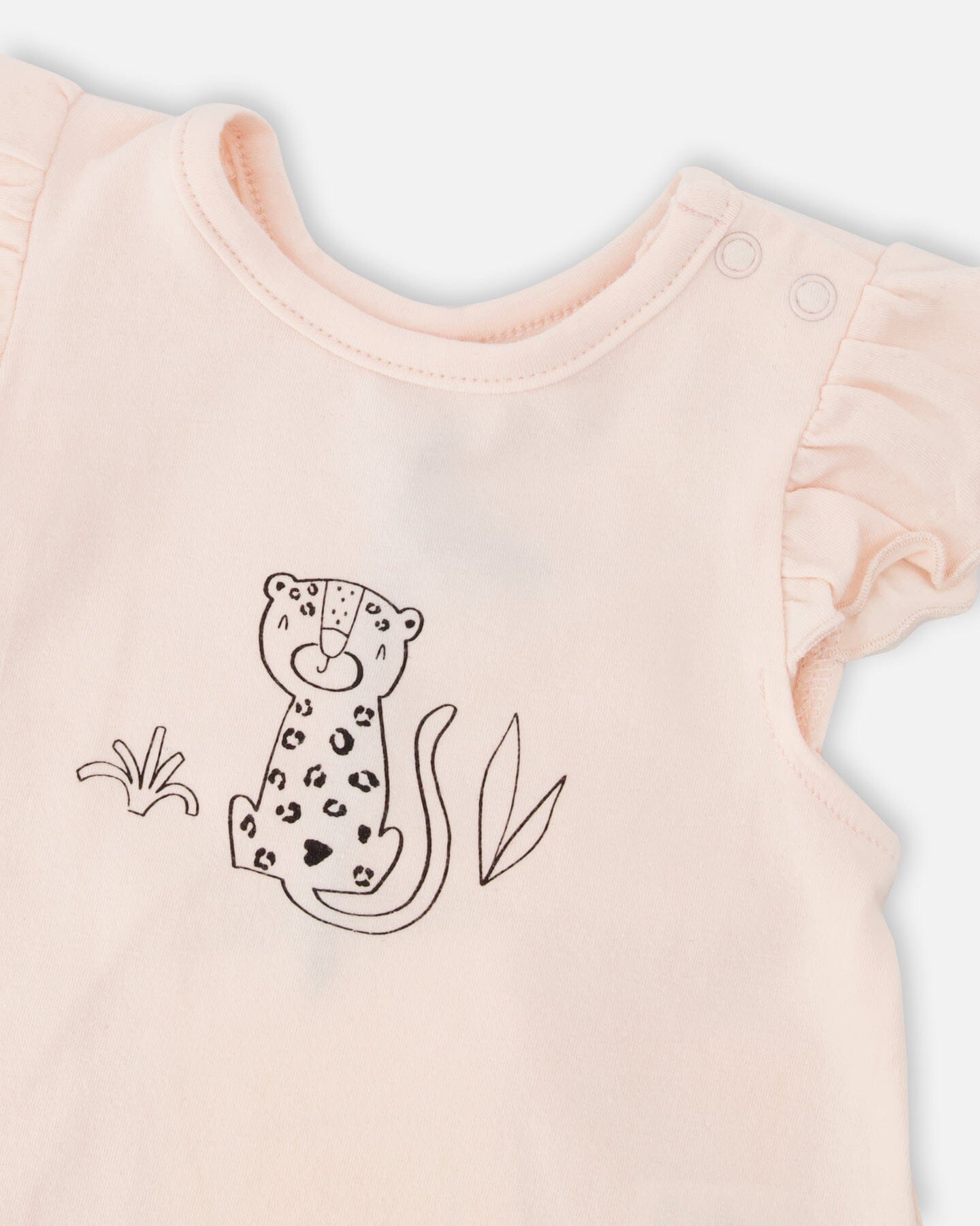 Organic Cotton Jersey Top And Short Set Peach And Peach Animal Print-3