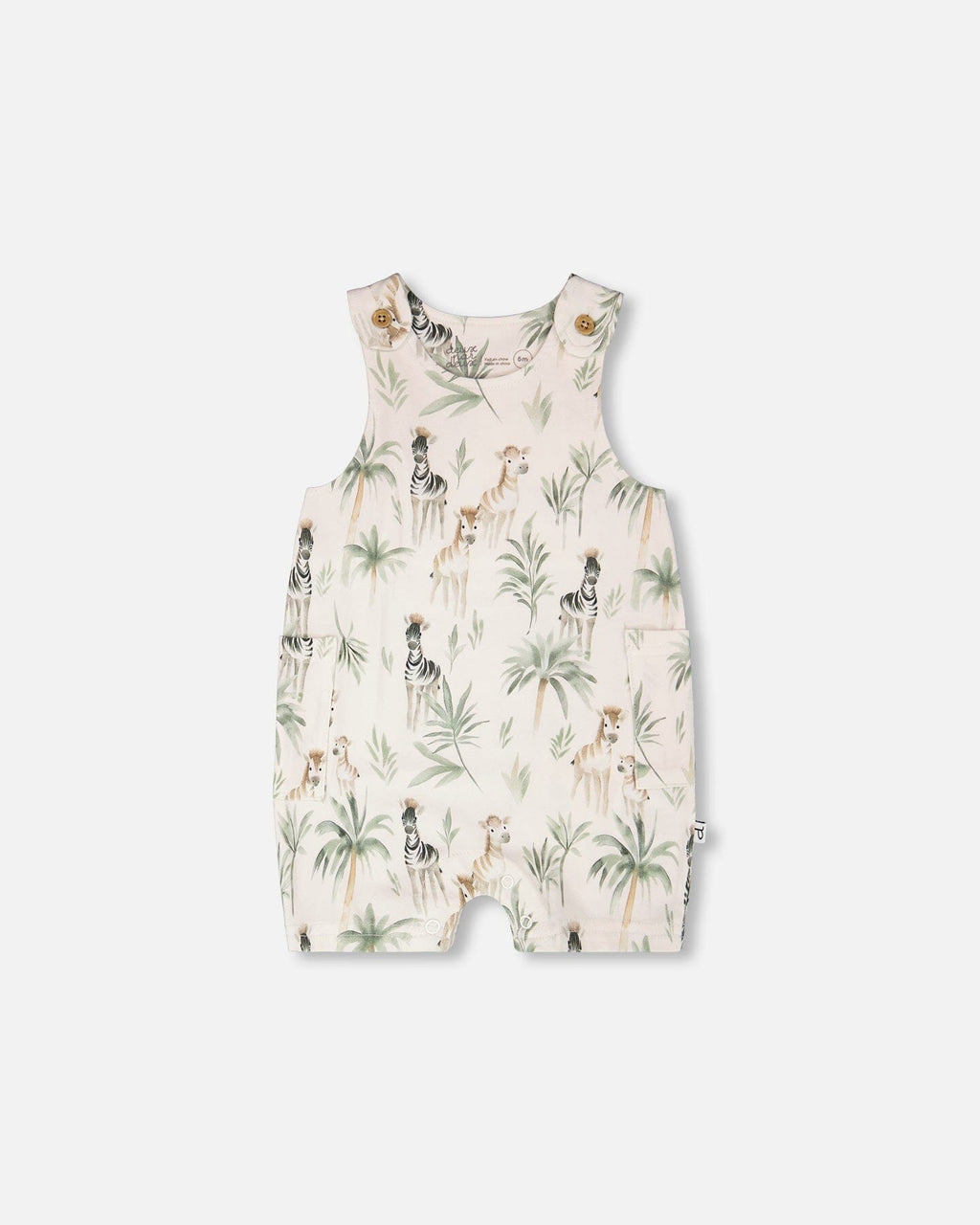 Organic Cotton Jersey Romper Beige Zebra Print