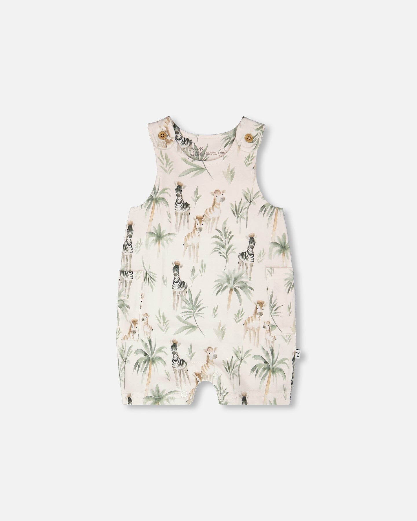 Organic Cotton Jersey Romper Beige Zebra Print