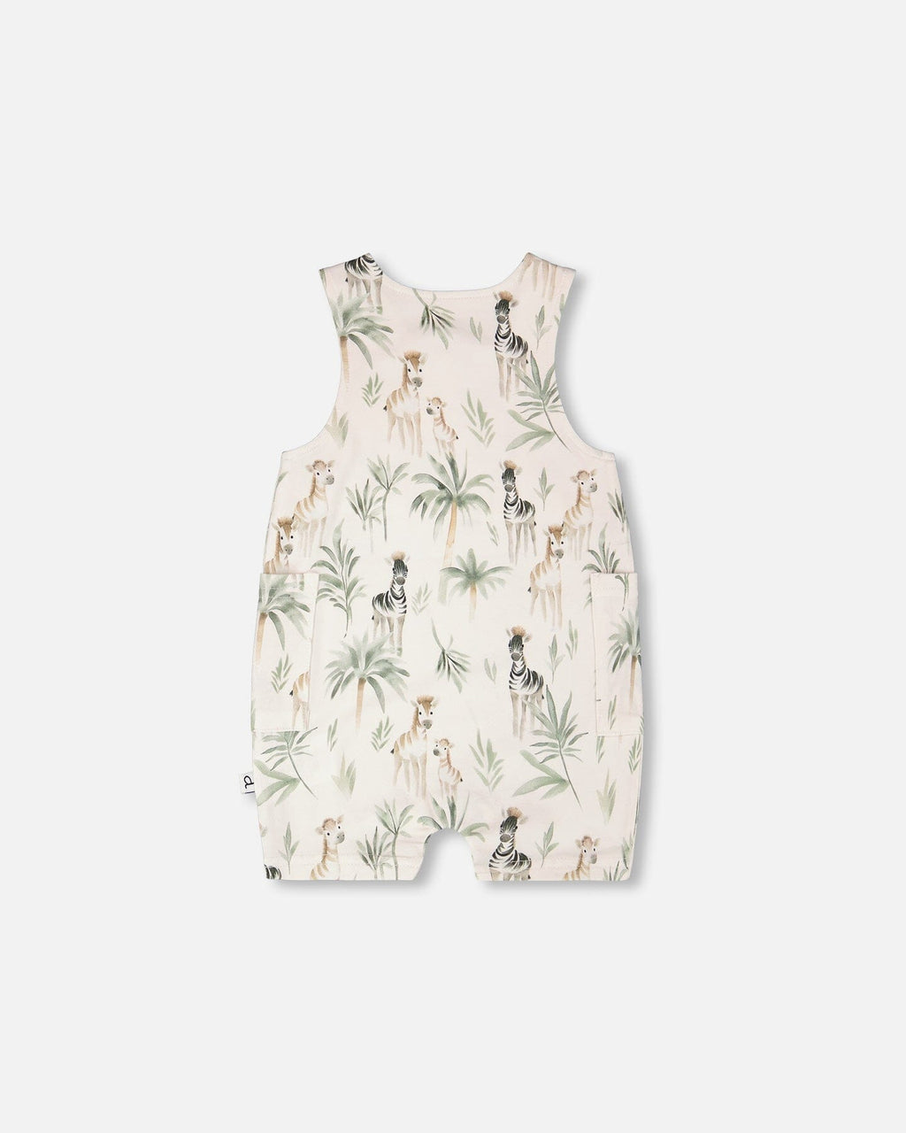 Organic Cotton Jersey Romper Beige Zebra Print