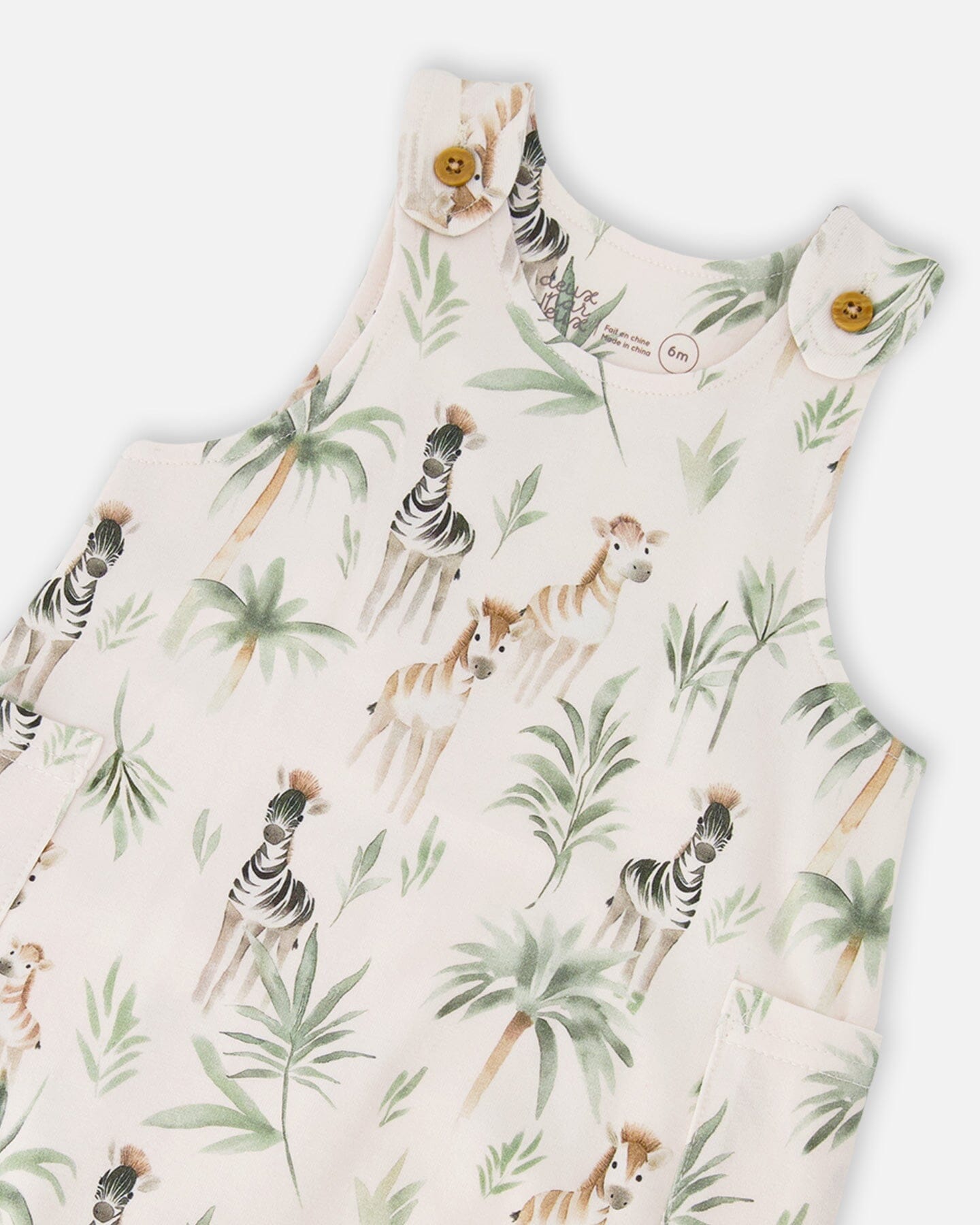 Organic Cotton Jersey Romper Beige Zebra Print