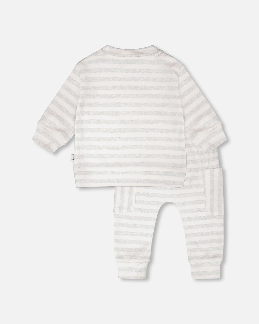 Soft Jersey Sweater And Pants Set White And Grey Stripes