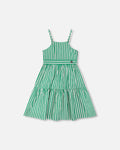 Cotton Sundress Green Stripes