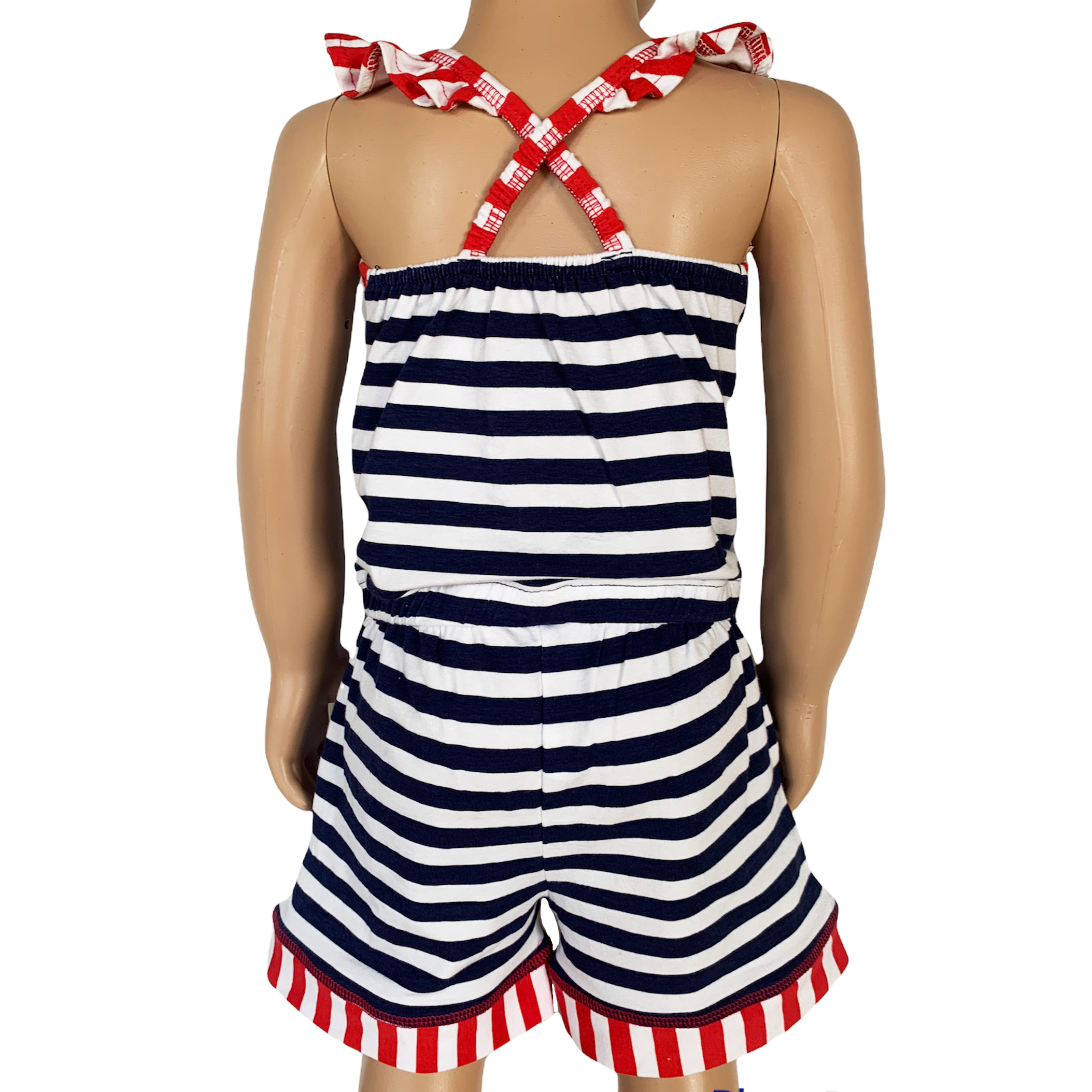 AnnLoren Girls Nautical Anchors Away Jumpsuit Summer Romper-1