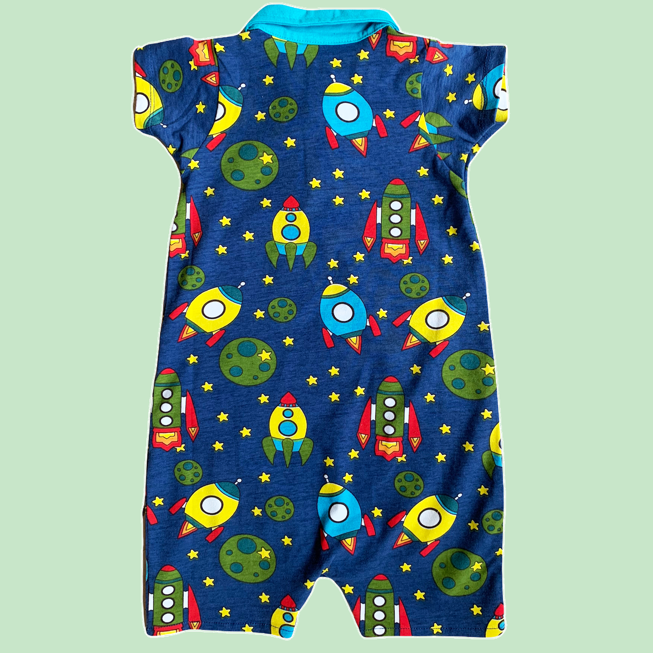 AnnLoren Spaceship Boys Romper Toddler Short Sleeve Cotton-1